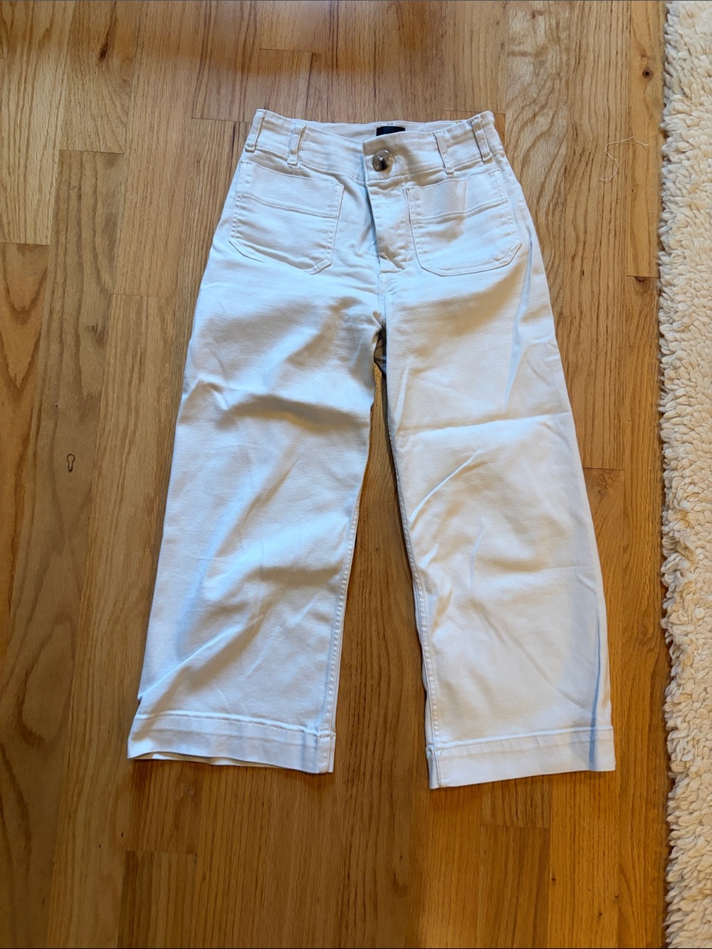 Maeve Anthropologie White Wide-Leg Cotton Pants